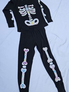 Go Fish Clothing Day of the Dead Floral Skeleton Loungewear PJ Set Women's M